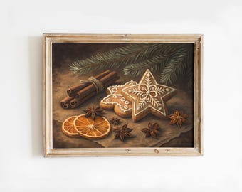 Gingerbread Cookie Print: Rustic Christmas Kitchen Decor (Digital)