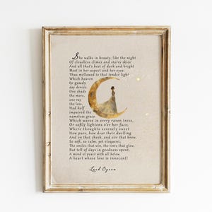Lord Byron Poetry Print: She Walks in Beauty, Vintage Art (Digital)