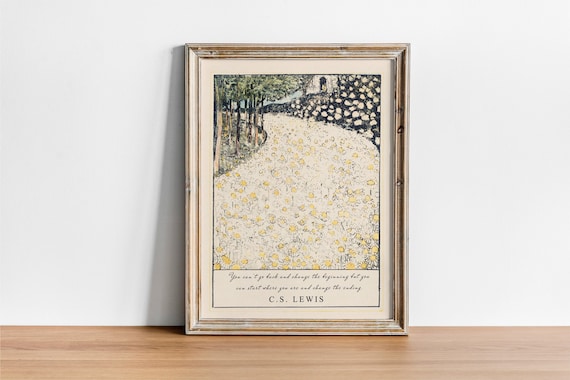 CS Lewis Quote About Life, Inspirational, Motivational, Change the Ending Quote, Vintage Poetry Art, Recovery gift, Digital