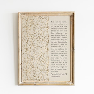 F. Scott Fitzgerald Quote Print: Vintage Literary Art (Digital Download)