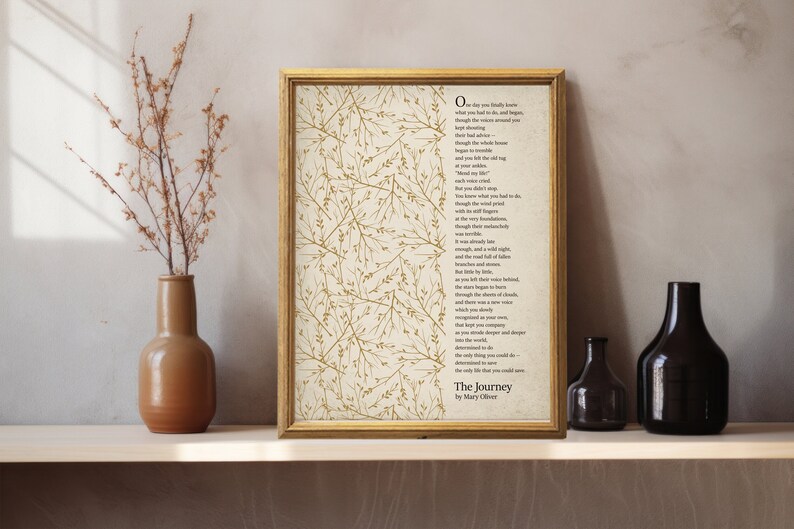Mary Oliver Poem , the Journey , Poem Lover Gift, Classic Poem, Poetry Gift , Mary Oliver Gift