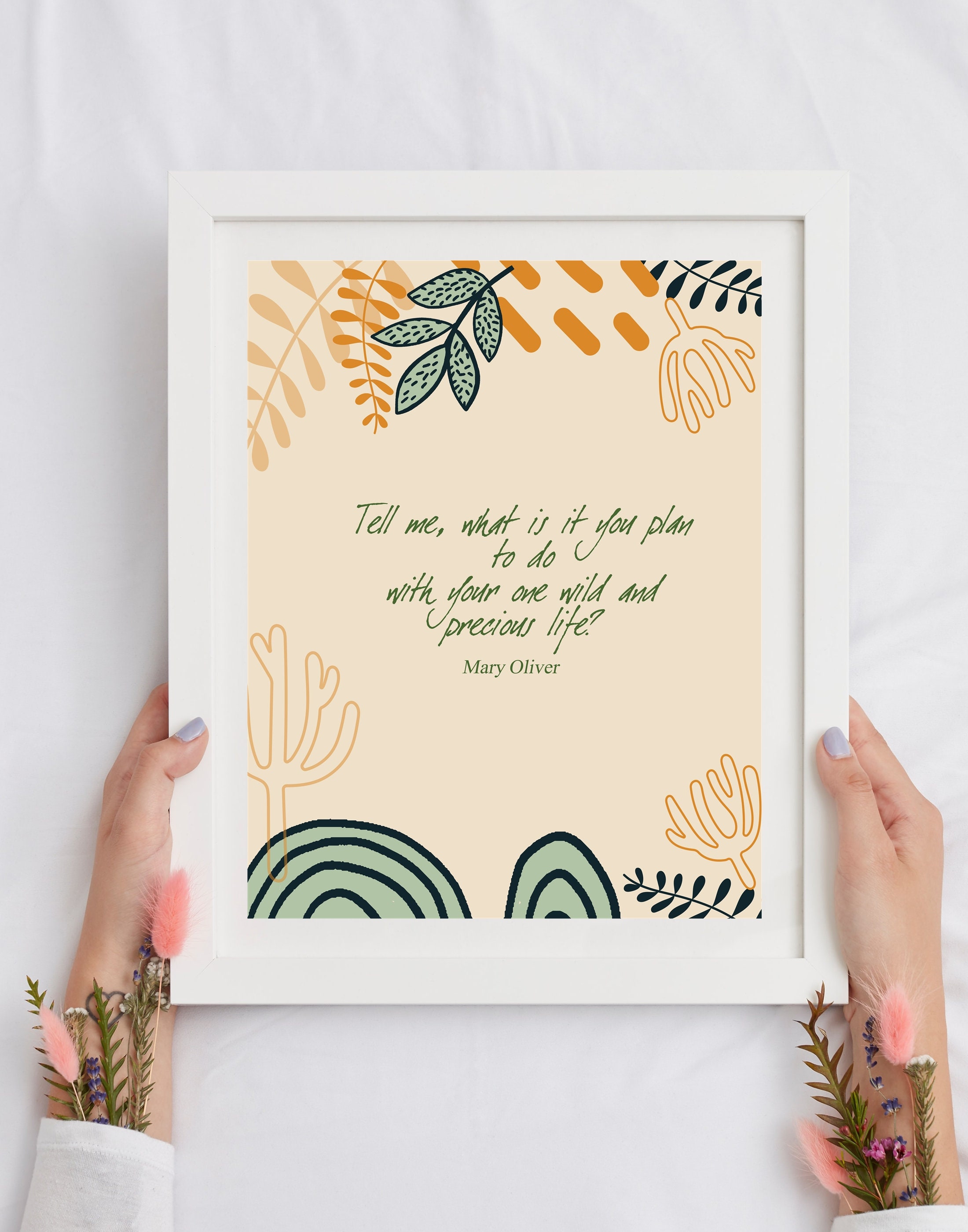 Mary Oliver Quote Wild and Precious Life Poetry Printable Etsy