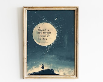 Emerson Quote Vintage Landscape Painting: Encouraging Stars Art (Digital)