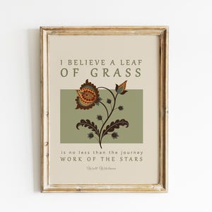 Walt Whitman Quote Print ,“Song of Myself” Poetry Poster, Vintage Flower Illustration, Poetry Lovers Gift, Calm Home Décor, Digital