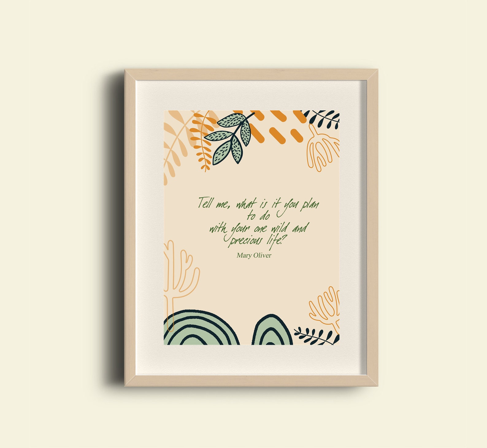 Mary Oliver Quote Wild and Precious Life Poetry Printable Etsy