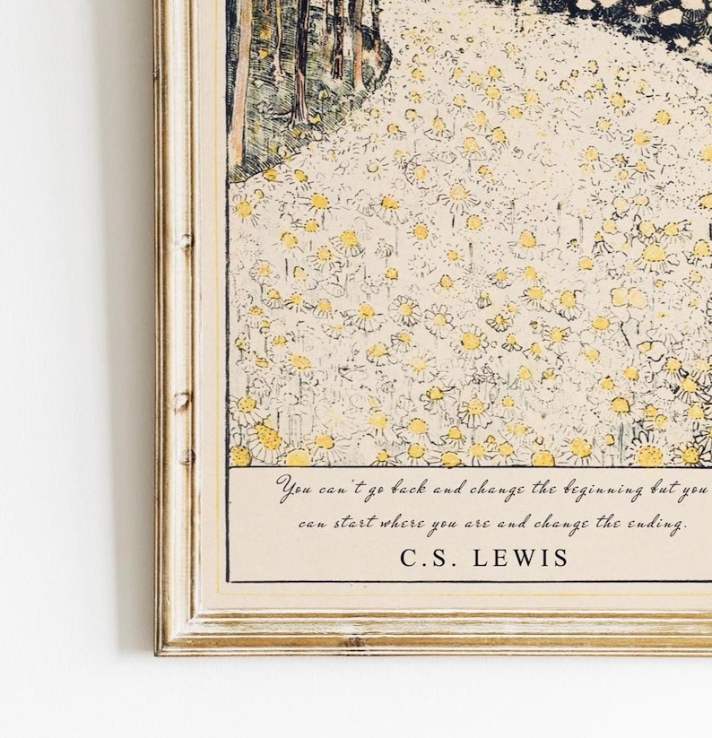 CS Lewis Quote About Life, Inspirational, Motivational, Change the Ending Quote, Vintage Poetry Art, Recovery gift, Digital image 10
