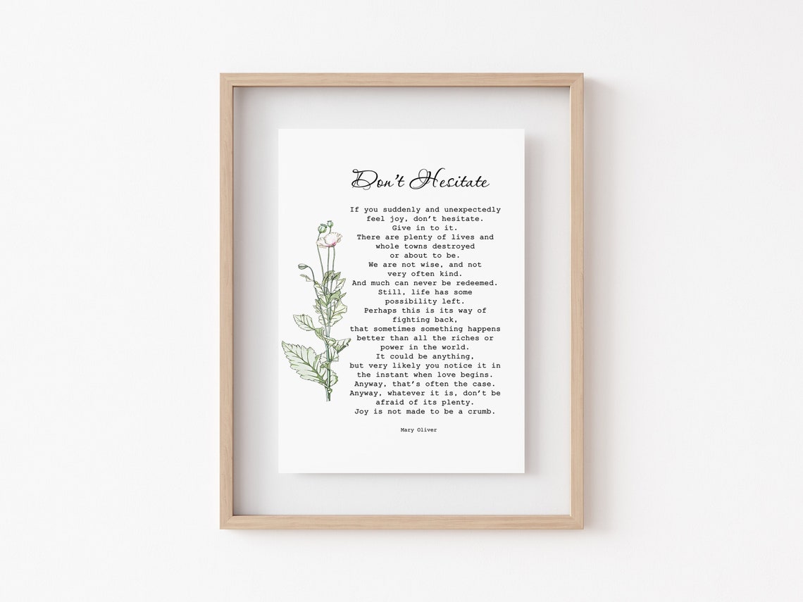 Mary Oliver Gedicht Zögern Sie nicht motivierendes Zitat Etsy.de