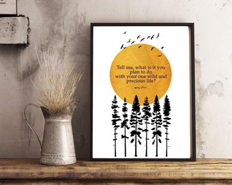 Mary Oliver I Believe In Quote Watercolour Print Poetry Art Print Digital Download