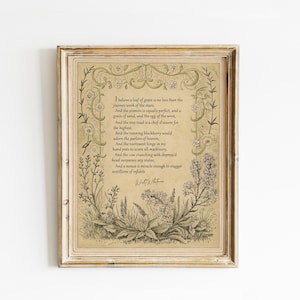 Cita de Walt Whitman impresa: Creo en una hoja de hierba, regalo para amantes de la poesía, descarga digital.