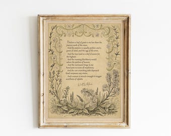 Cita de Walt Whitman impresa: Creo en una hoja de hierba, regalo para amantes de la poesía, descarga digital.