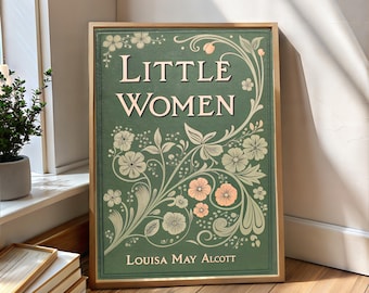 Kleine Frauen Buchcover Kunstdruck: Vintage Blumenmuster (Digital)