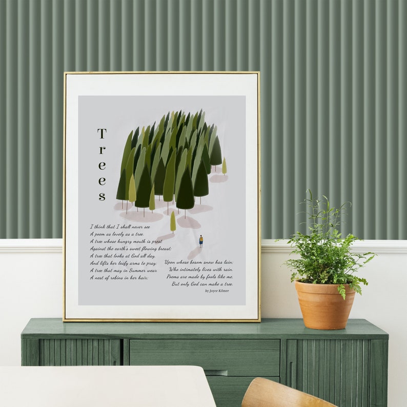 Trees Poem Joyce Kilmer Poem Inspirational Poem Etsy