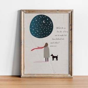 Póster inspirador de George Eliot / Arte para perros y dueños / Impresión con cita de La noche estrellada / Impresión emotiva de perros / Regalo para dueños de perros / Digital