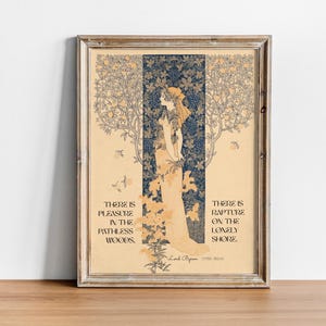 Plakat w stylu secesyjnym | Cytat lorda Byrona | Sztuka ścienna z motywem literackim | Ilustracja inspirowana naturą | Dekoracja w stylu klasycznej poezji | Cyfrowy.
