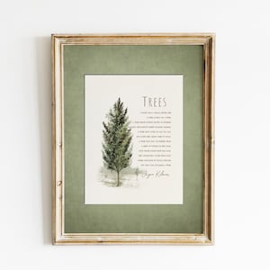 Trees Poem Art Print: Joyce Kilmer Inspirational Vintage Poster (Digital Download)