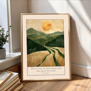 Impresión artística con cita de C. S. Lewis: Poesía sobre la naturaleza, arte mural cristiano, descarga digital