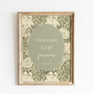Citazioni ispiratrici di John Keats, Stampa con citazione "Una cosa bella è una gioia per sempre", Arte murale botanica vintage, Decorazioni Cottagecore, Digitale