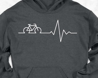Sudadera con capucha Cycle Heart Beat Pulse, sudadera con capucha Cycling Heartbeat, sudadera con capucha Life Graphic, sudadera con capucha Cycling Rider, sudadera con capucha Marathon Grand Tour, regalo de bicicleta
