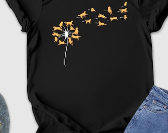 Camiseta de golden retriever con diente de león, para amantes de los perros, regalos para mamás de perros, divertida para perros, dueños de mascotas, golden retriever con diente de león, camiseta con flor de diente de león