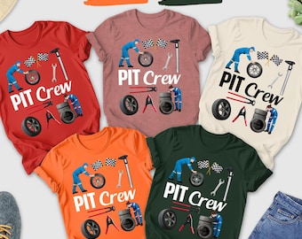 Camiseta de equipo de boxes, camiseta de carreras, regalo familiar a juego, camiseta de cumpleaños de coche de carreras, ropa única para el día de la carrera, camisetas de Fórmula 1, camisetas de equipo de boxes