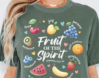 Comfort Colors® The Fruit Of The Spirit Shirt, Christian Shirt, Bible Verse Shirt, Strawberry Shirt, Vintage Graphic Fruit, Bible Verse Tee,