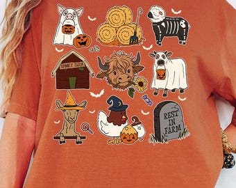 Comfort Colors® Highland Cow Halloween Shirt, Halloween Animals, Ghost Cow Shirts, Cow Lovers Halloween Gift, Cow Shirts, Spooky Cows Shirt