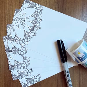 Cartões postais para colorir sua própria mandala | Verso em branco | Cartões de agradecimento | Diga olá | Cartões postais para eleitores | Papel cartão resistente
