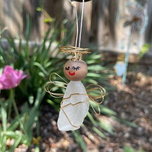 White Sea Glass Angel | Angel Ornament | Handmade Angel