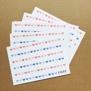 VOTE Hearts Cartões postais para eleitores - verso em branco | Cartões postais para eleitores | cartões postais sobre mudanças climáticas | Eleições para conselhos escolares