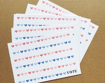 VOTE Hearts Postcards for Voters Postcards | Patriotic Postcards