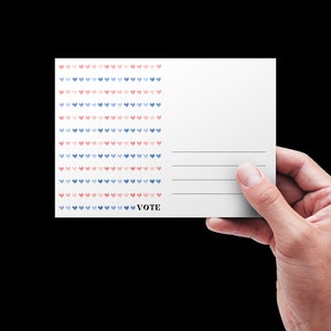 VOTE Herzen Postkarten an Wähler mit Adresszeilen | Vaterländische Postkarten | Rückseite blanko
