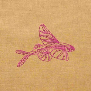 Flying Fish With Four Wings Jumping Outline Digital Sewing Machine ...