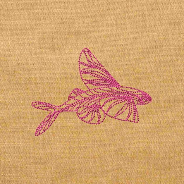 Flying Fish With Four Wings Jumping Outline Digital Sewing Machine ...