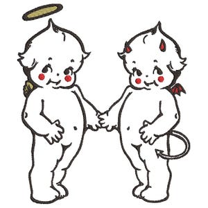 Kewpie Engel & Teufel Künstlerin Rose O’Neill Anfang 1900er Jahre Stickdatei Nähmaschine zum sofortigen Download