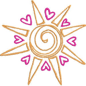 Hearts & Sun Swirl with Hearts - machine embroidery designs for instant download