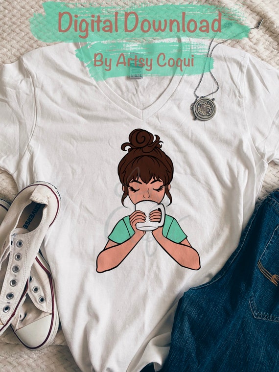 Girl Coffee Drinker Layered SVG file, coffee svg cut file for cricut, tea layered svg file for cricut, mug layered svg cut file for cricut
