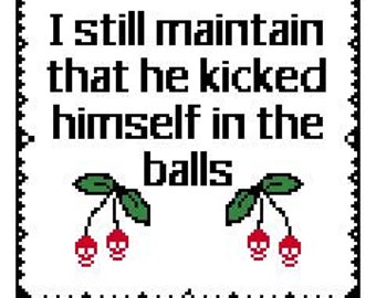 I still maintain he kicked himself in the balls Stitch Pattern PDF Download Funny Halloween