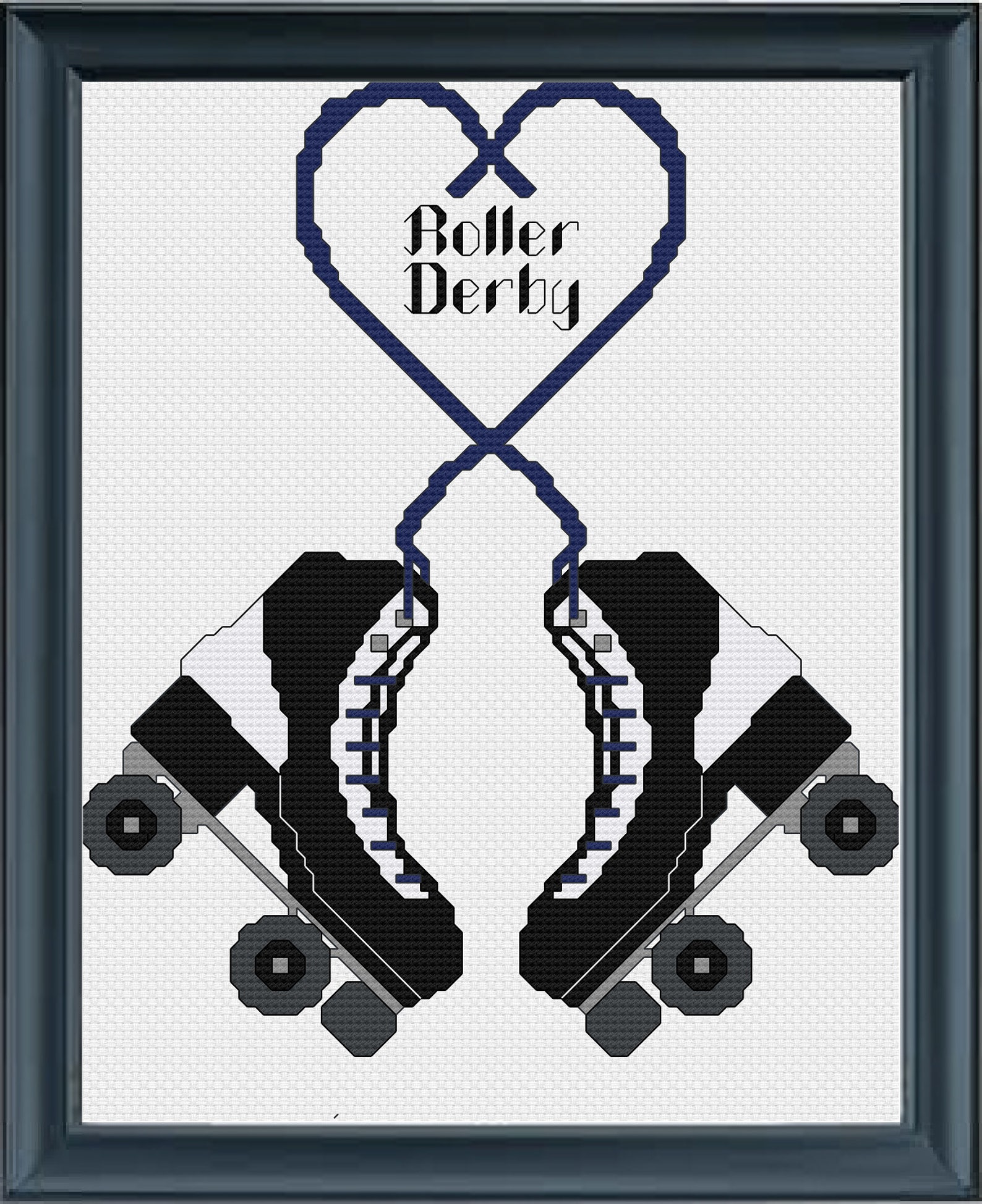 Roller Derby Roller Skate Cross Stitch Pattern Customizable Skater Quad