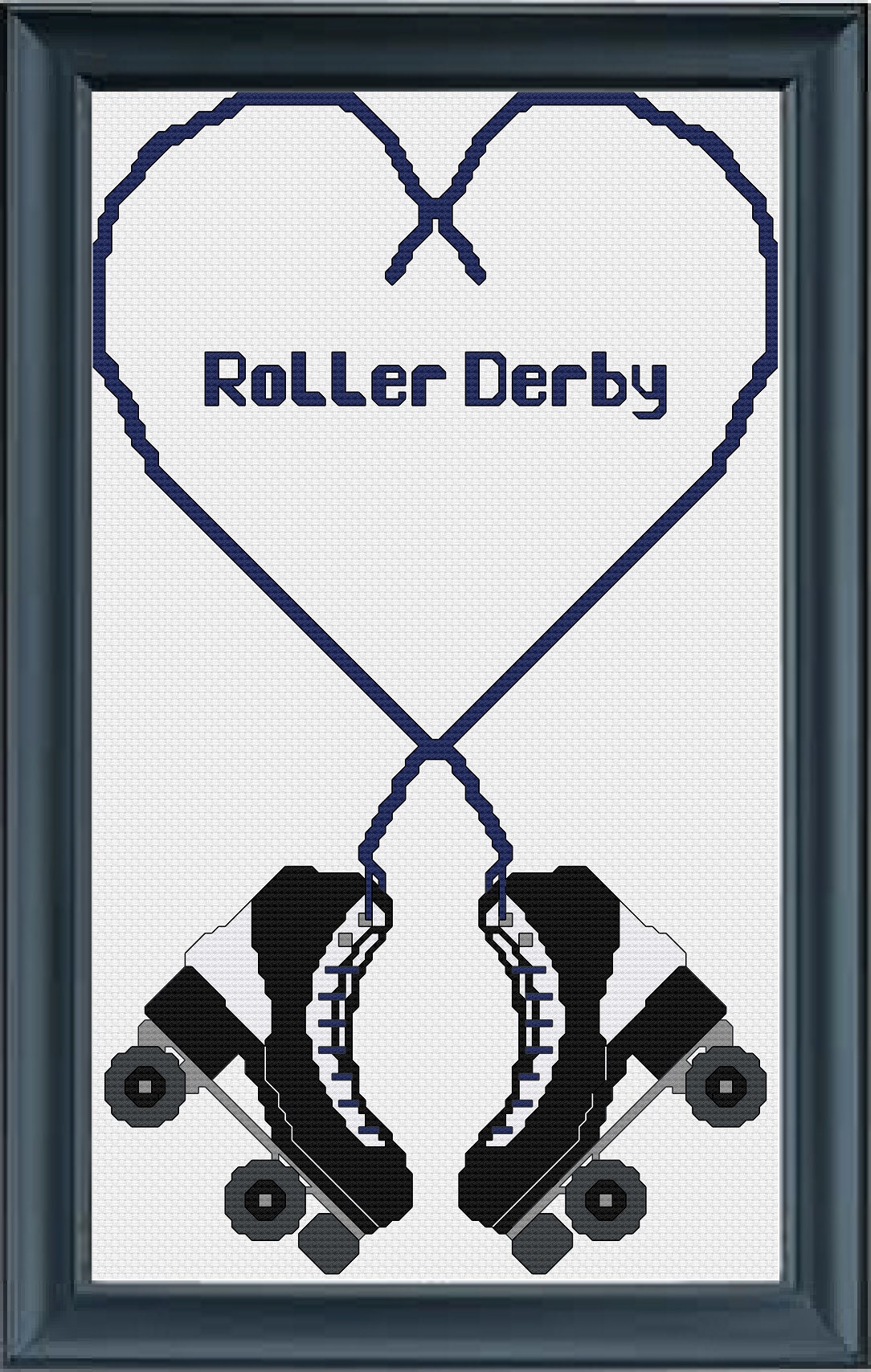 Roller Derby Roller Skate Large Heart Cross Stitch Pattern Etsy Nederland