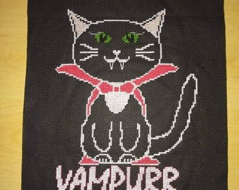 Vampurr Cross Stitch Pattern PDF Download Funny Halloween