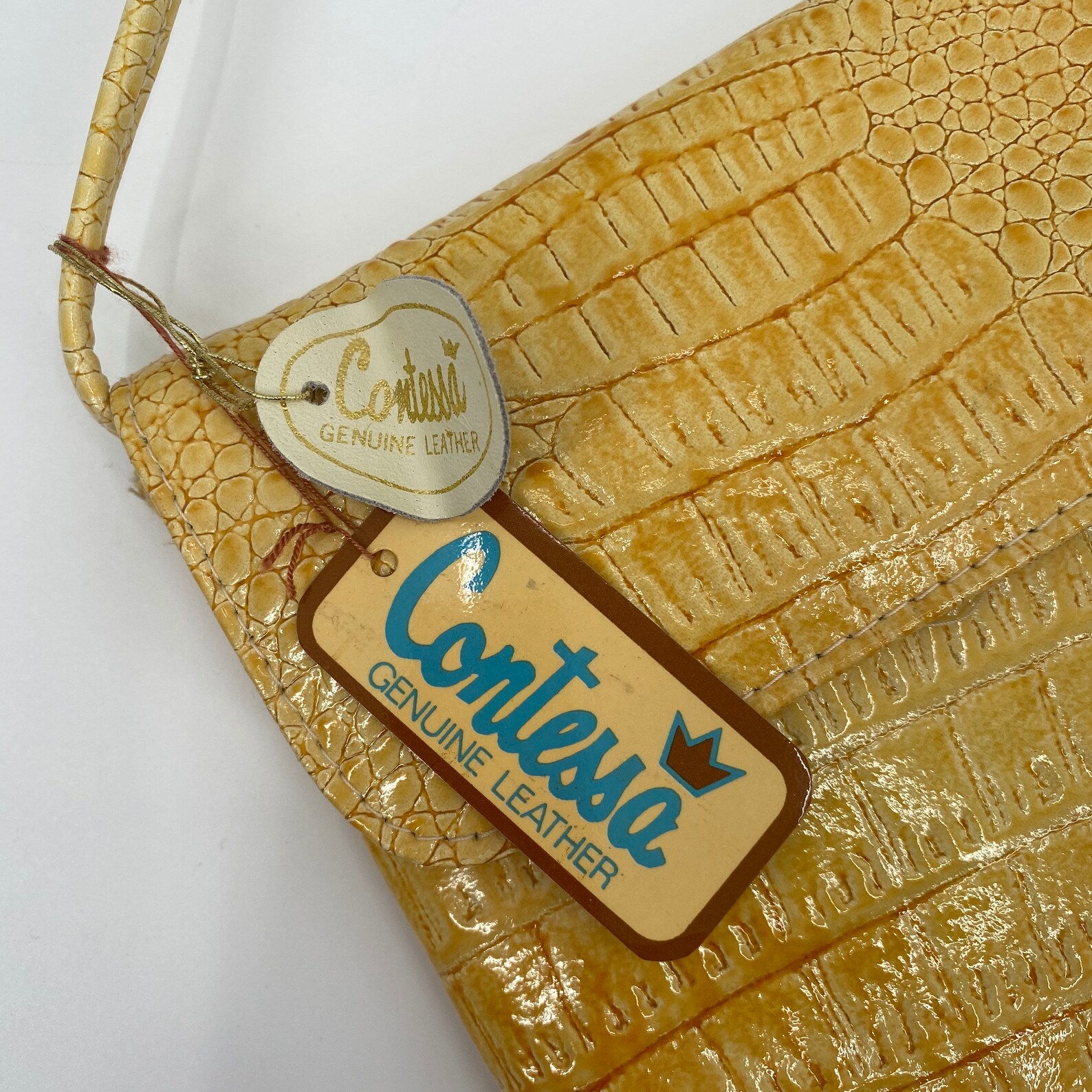 Vintage Contessa Leather Shoulder Bag Purse Croc Embossed Etsy