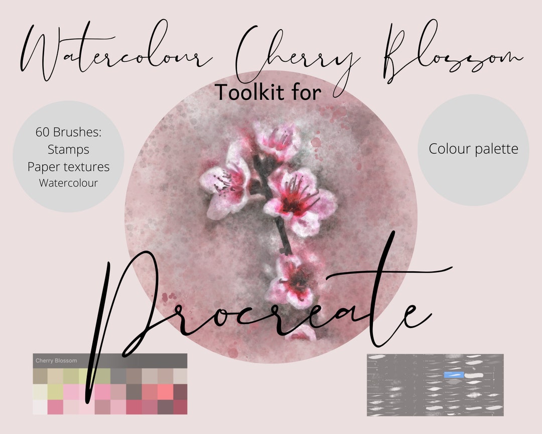 Cherry Blossom Watercolour Brushes – Procreate Stamps & Palette ...