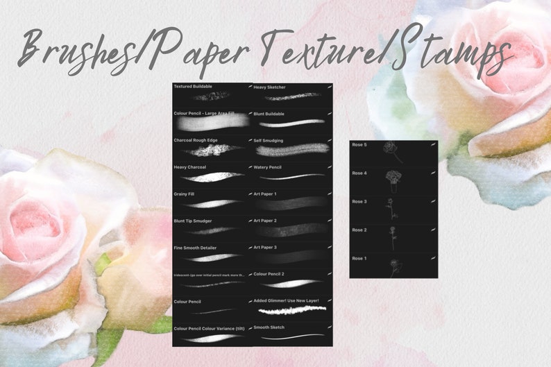 Procreate Coloured Pencil Roses Toolkit Brushes X 30 Etsy