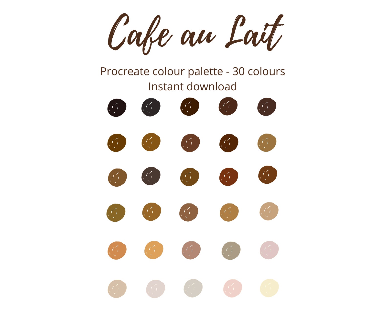 Cafe Au Lait Coffee Colour Procreate Colour Palette Swatch Etsy