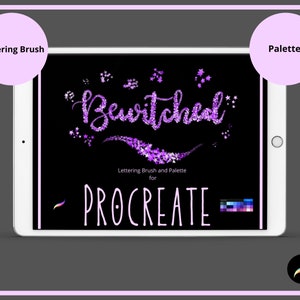 Bewitched Starry Procreate Lettering Calligraphy Brush - Includes 2 Colour Palettes Rose Gold & Steely Chrome instant download