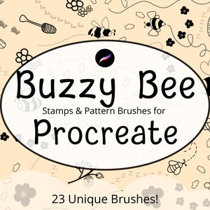 Buzzy Bee Stamp, Line and Pattern Brush Set - 23 Brushes - Instant Download!