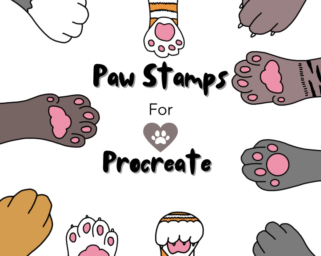 Cute Paw Stamps Brushes for Procreate – Cartoon Style (digital Download ...