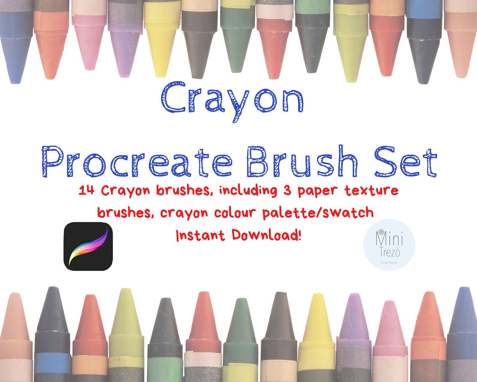 Crayon Procreate Brush Set 4 Crayon 1 Lettering (Instant Download) Etsy