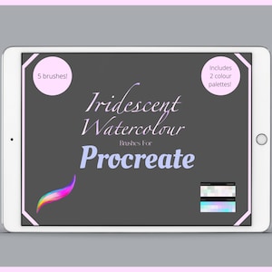 Iridescent Watercolour Brushes  Procreate 5 Lettering and Painting Brushes & 2 Colour Palettes - Mother of Pearl/Unicorn - Instant Download!