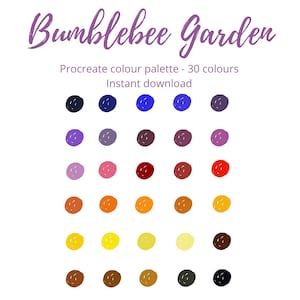 Bumblebee Garden Procreate digital colour palette swatch composition  - instant download